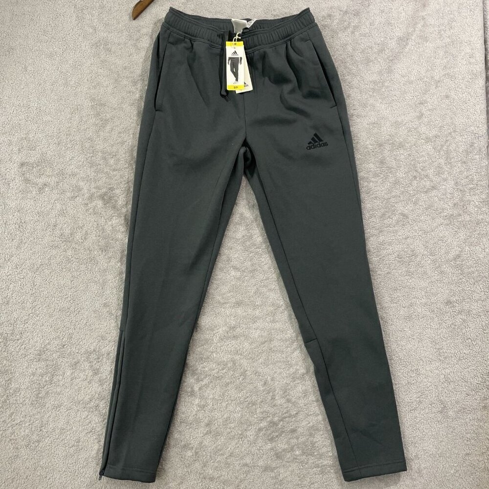 NEW Adidas Mens M Grey Taper Pant S 100% Polyester Ankle Zip